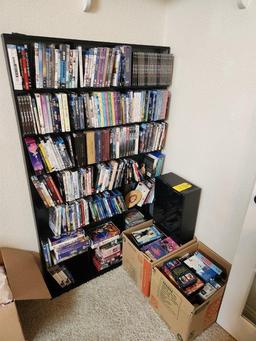 Shelf, DVDs, VHS Tapes, CDs, & Misc.