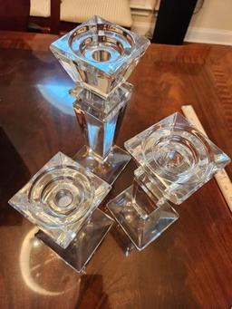 Bohemian Crystal Prism Candlesticks