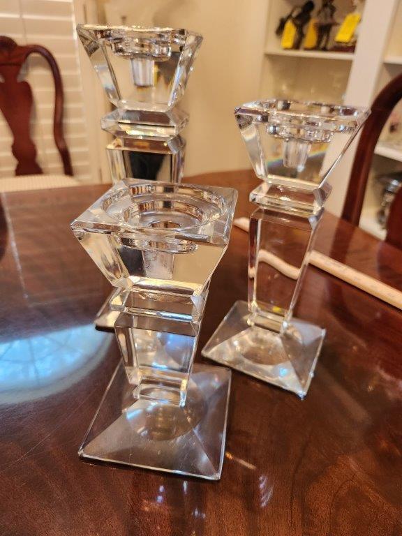 Bohemian Crystal Prism Candlesticks