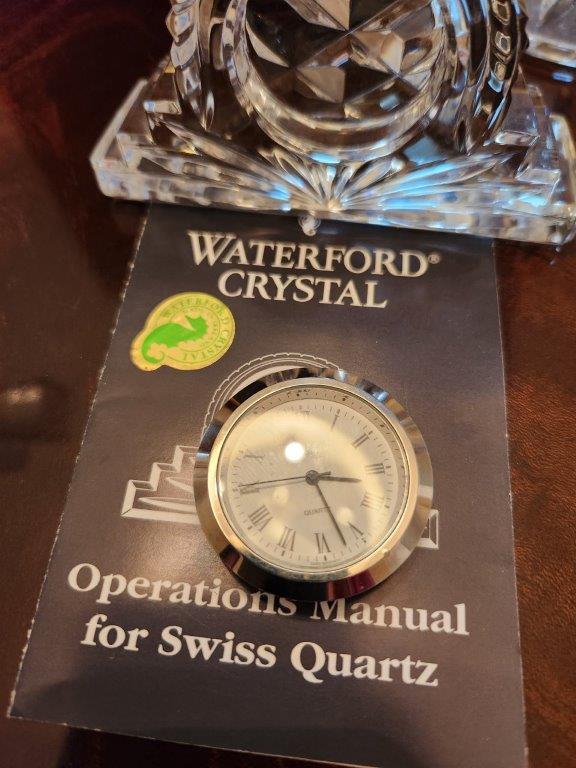 Waterford Crystal- Sapphire Vase, Cross, & Swiss Quartz Time Piece
