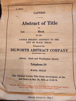 Abstract Title to the Castle Heights Addition of Waco Est. 1886