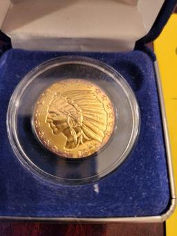 Gold Liberty 1929 $5 Gold Coin COPY & Liberty Indian Head 1 Troy oz. Fine Silver