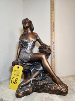 Rare Austin Sculpture Woman Seated on Rock Statue By Alice Heath