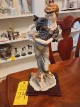 Fineart Collection Art Deco Woman & Dog Resin Statue