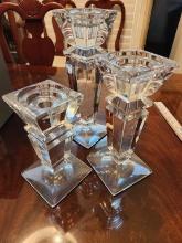 Bohemian Crystal Prism Candlesticks