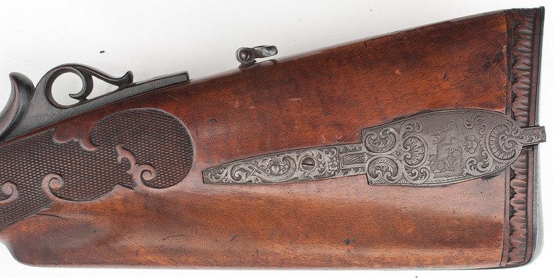 Engraved Pinfire Double Barrel Shotgun