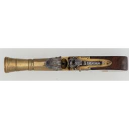 English Brass Barreled Blunderbuss Flintlock Pistol by Court