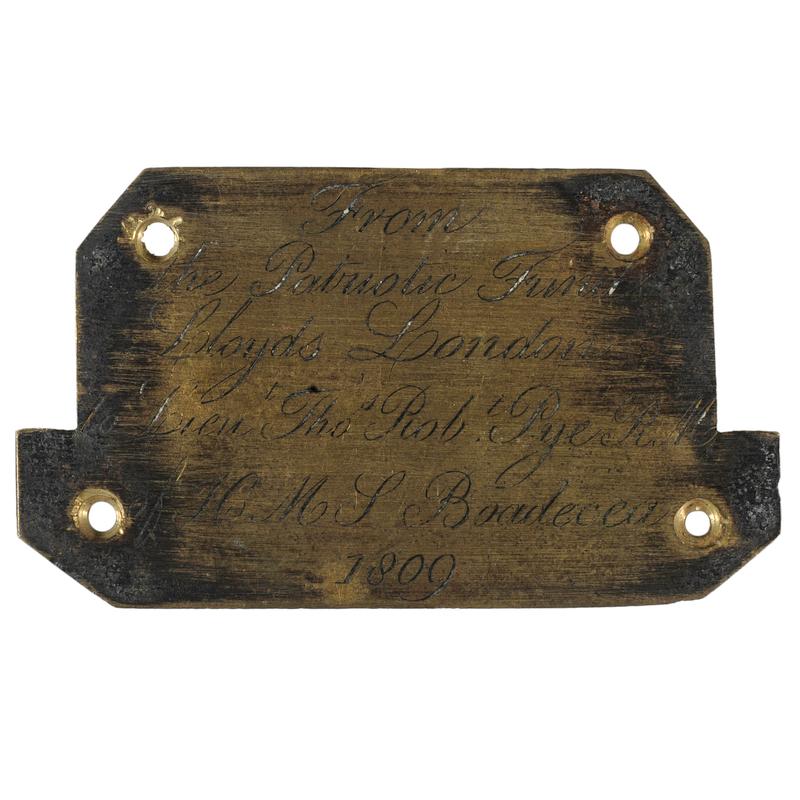 Engraved Plaque for a Cased Lloyds of London Sword Presented to Lt. Thos. Robt. Pye