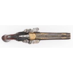 Late 18th Century French Double Barrel Flintlock Pistol by Bichard