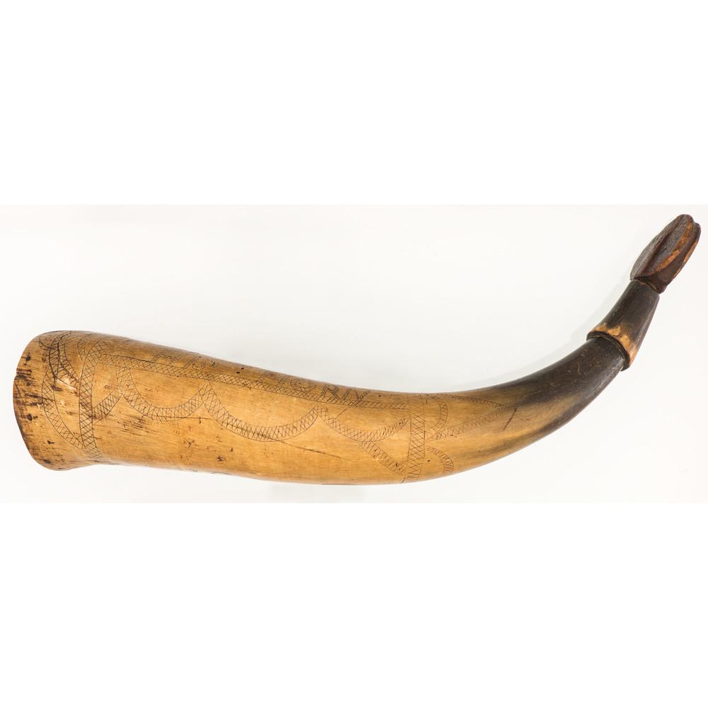 Revolutionary War Engraved Powder Horn of Robert Burns,