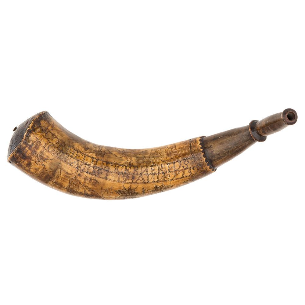 Engraved French And Indian War Powderhorn Dated 1759