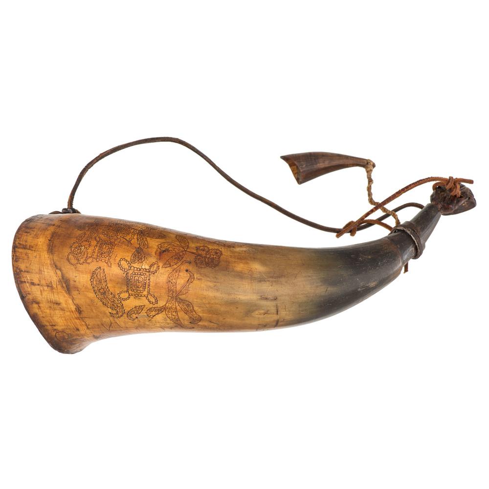 Engraved Powder Horn Attributed to Ephraim Guthrie, 1776