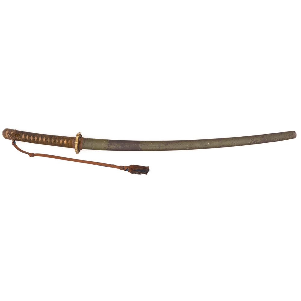 Shinto Japanese Samurai Sword (Wakizashi) Signed Tamba no Kami Yoshimichi in Gunto Mounts