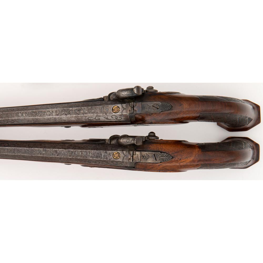 A Pair of Percussion Altered Pistols by Johann Christoph Kuchenreiter