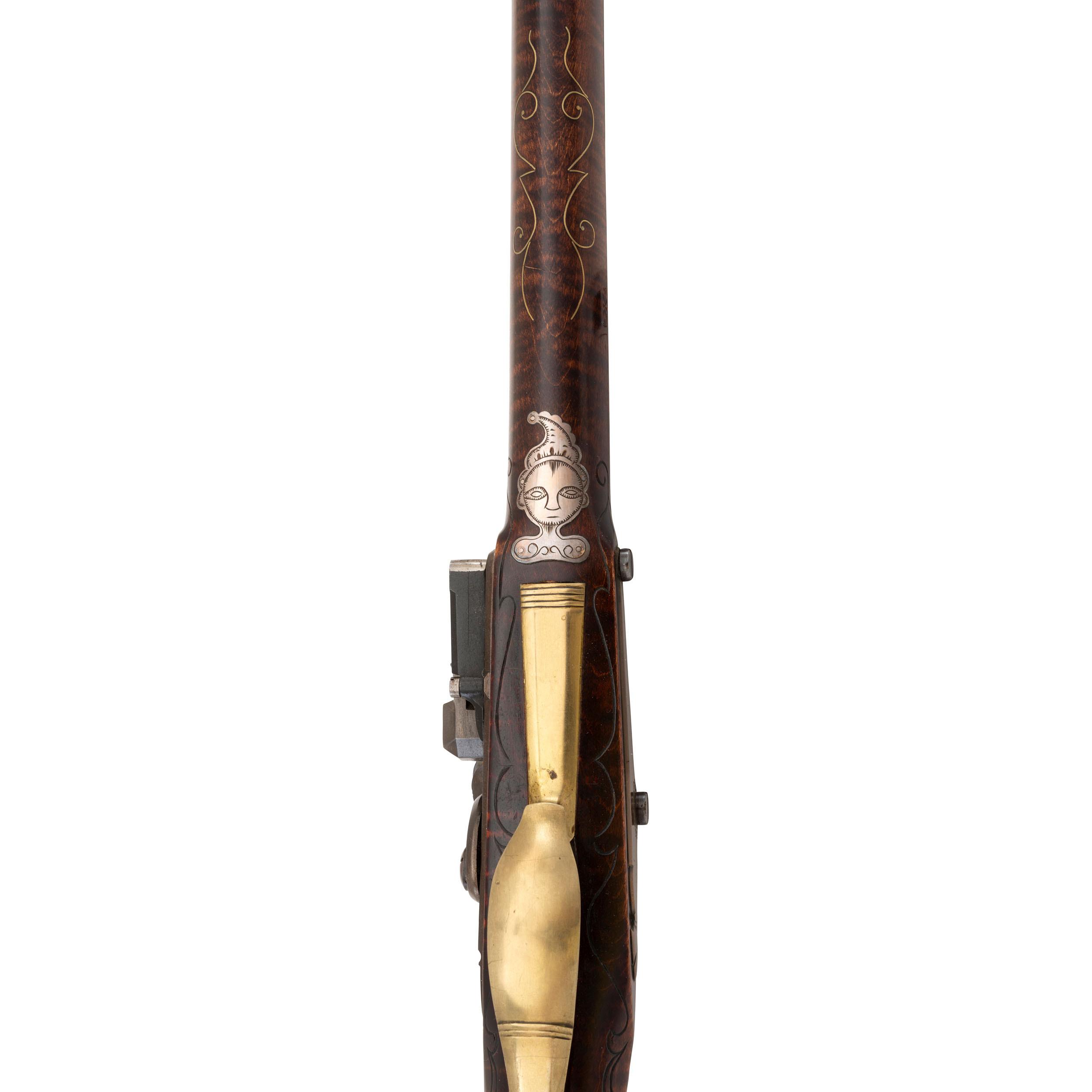 Beautifully Carved Contemporary Flintlock Long Rifle by Jerry Kirklin
