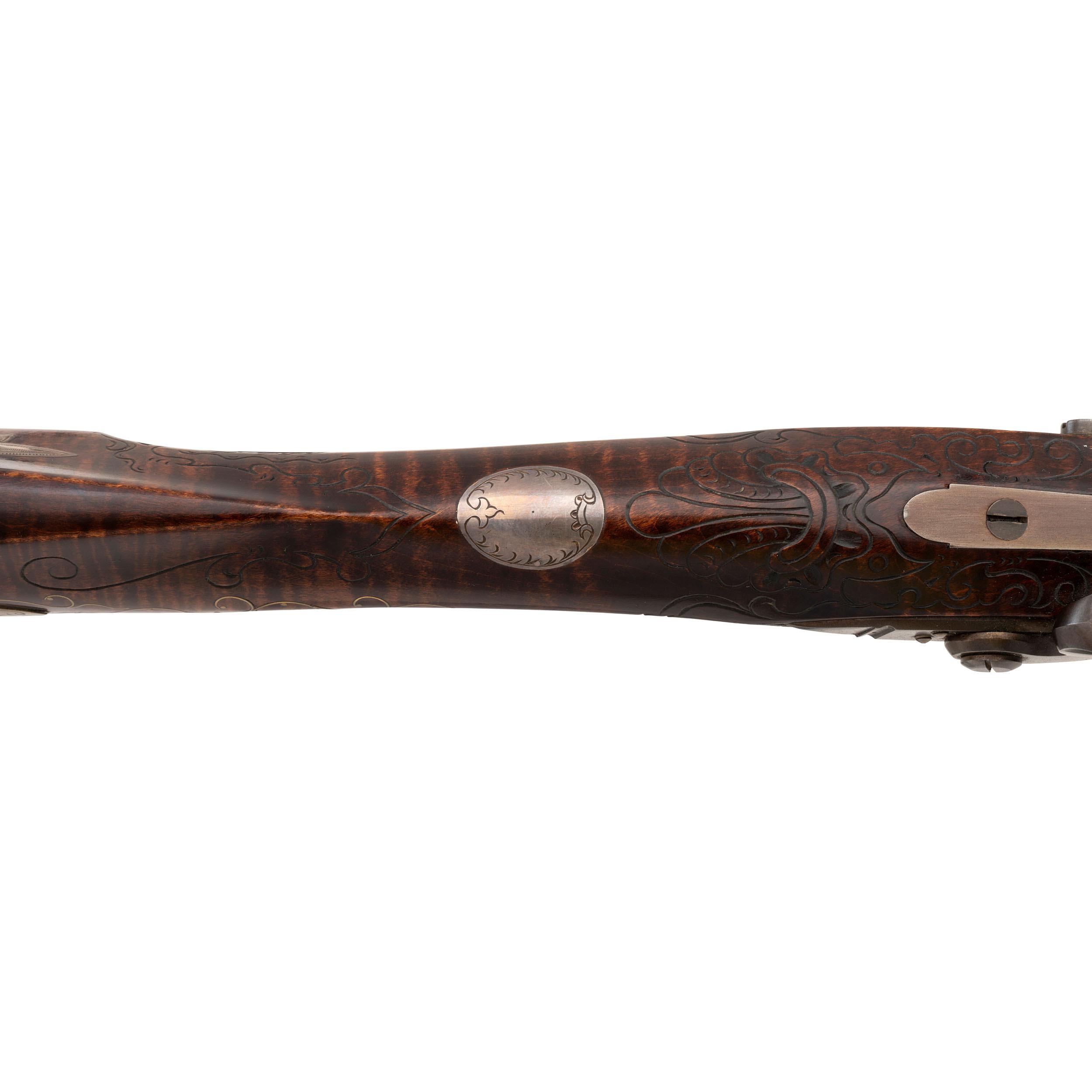 Beautifully Carved Contemporary Flintlock Long Rifle by Jerry Kirklin