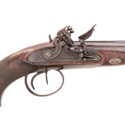 Double Barrel Flintlock Pistol with Snap Bayonet by Williams