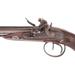 Double Barrel Flintlock Pistol with Snap Bayonet by Williams