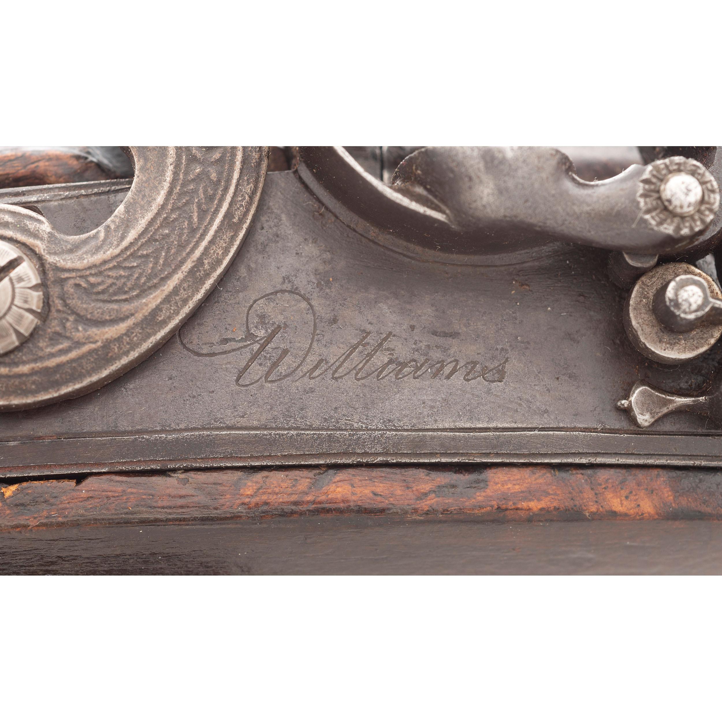 Double Barrel Flintlock Pistol with Snap Bayonet by Williams