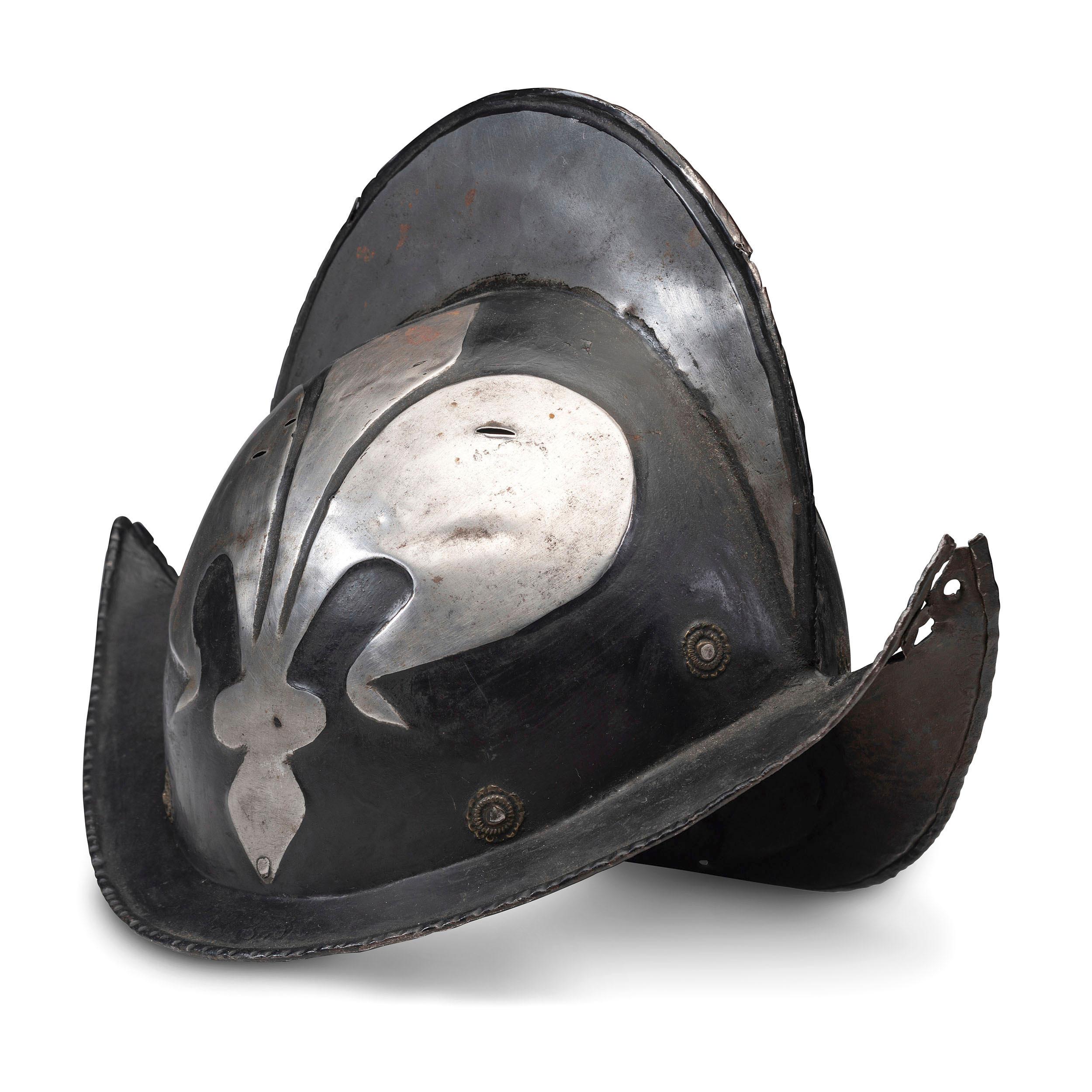 17th Century Munich Town Guard Black and White Comb Morion Helmet