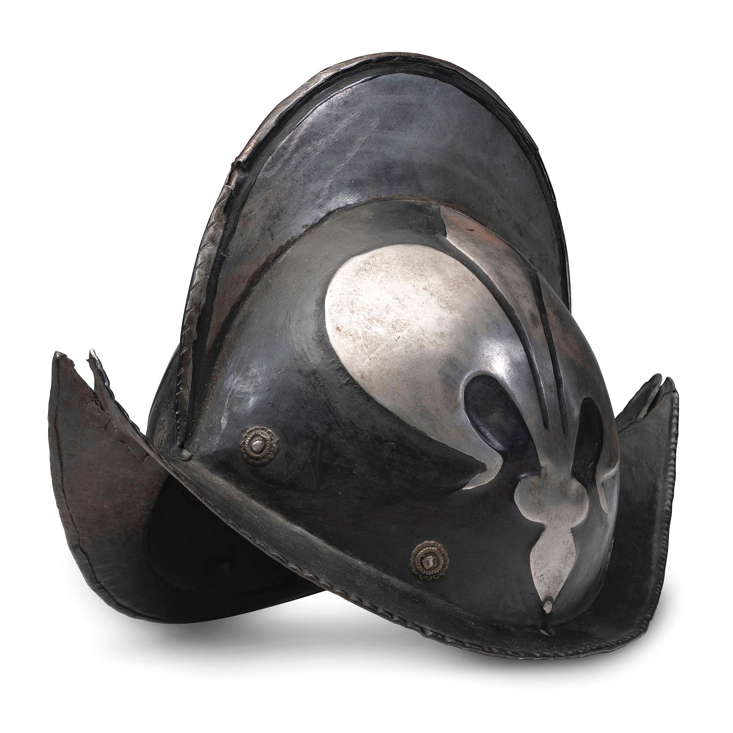 17th Century Munich Town Guard Black and White Comb Morion Helmet