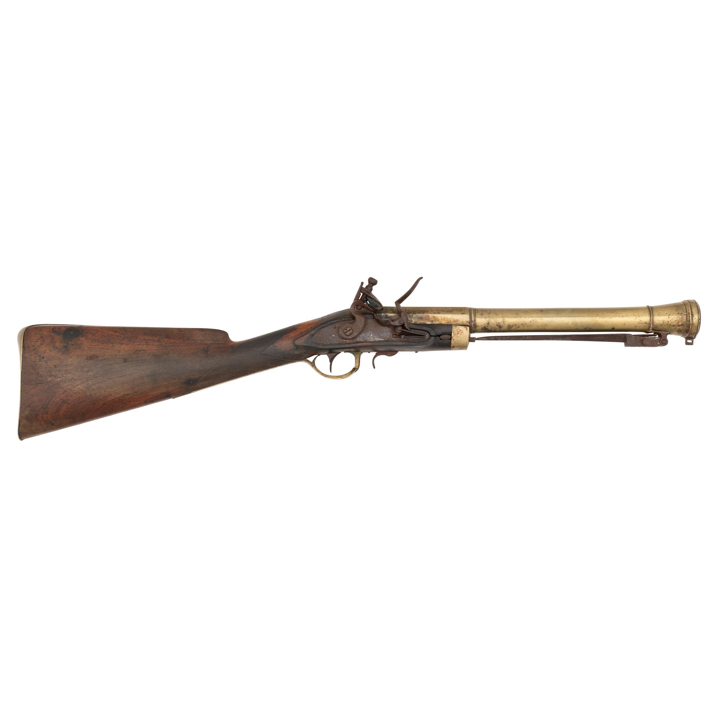 Brass Barreled Flintlock Blunderbuss with Snap Bayonet by Thomas Lee