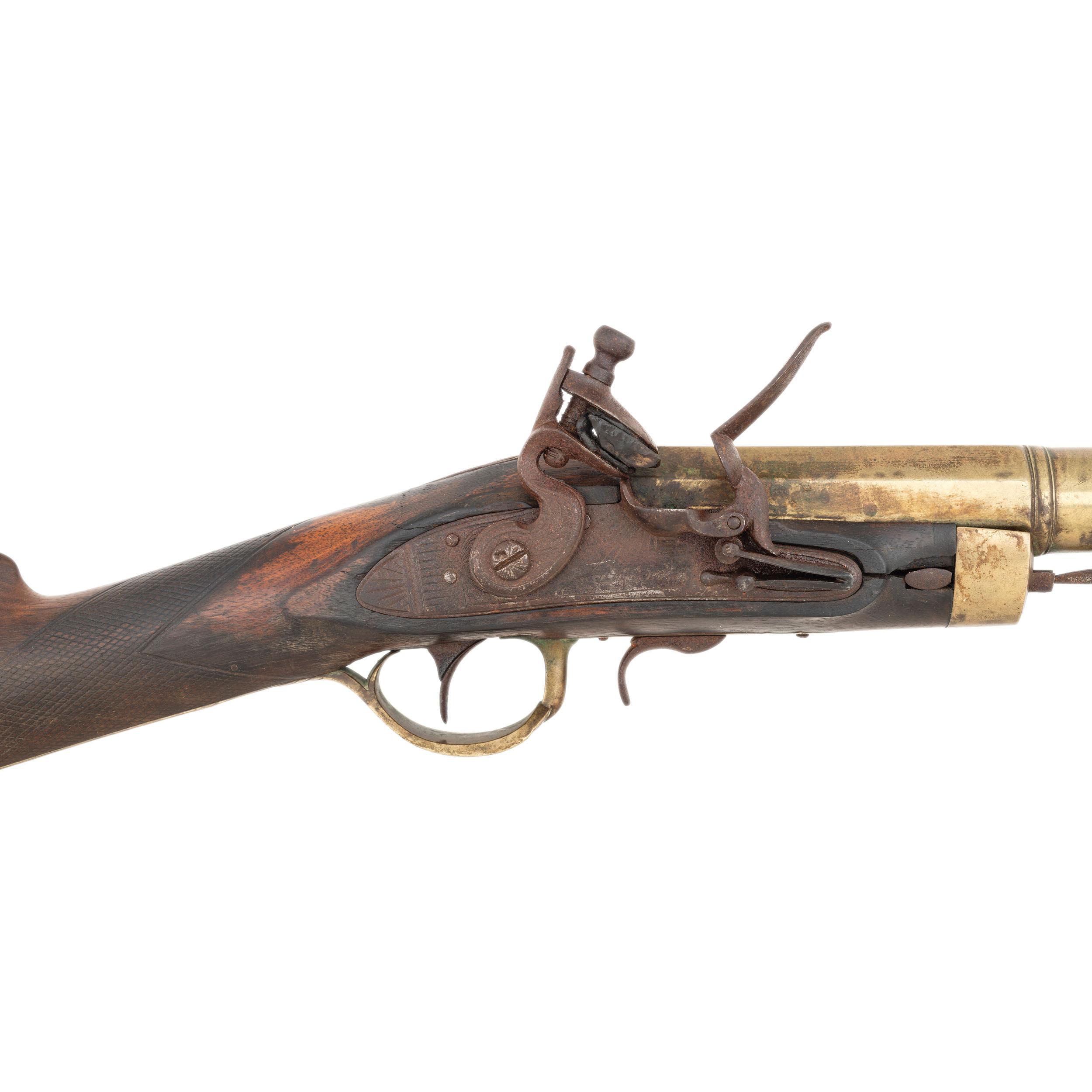 Brass Barreled Flintlock Blunderbuss with Snap Bayonet by Thomas Lee