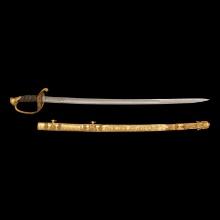 Exceptional Etched Blade Ames US Model 1850 Foot Officer Sword Presented to Col (General) Horace Lee