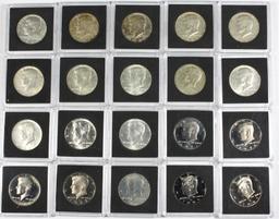 Collection of 20 Silver Clad Kennedy Half Dollars