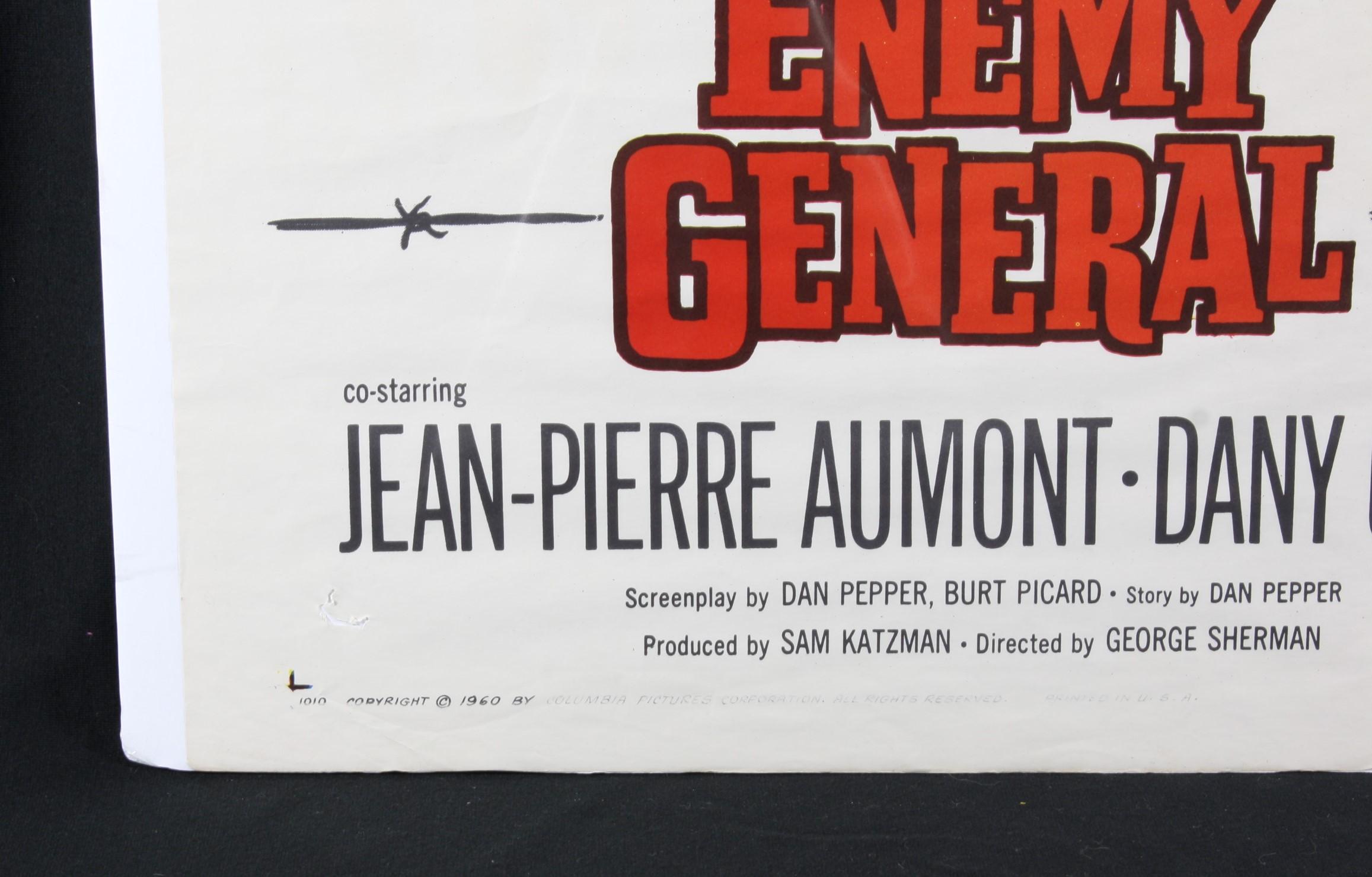 1960 war movie one sheet poster for “The Enemy General”