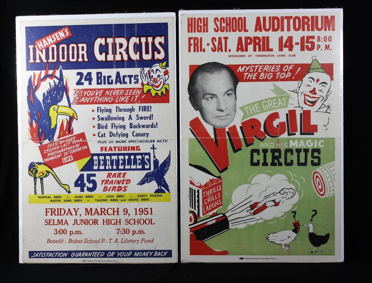 Pair of 1950’s window card size cardboard posters