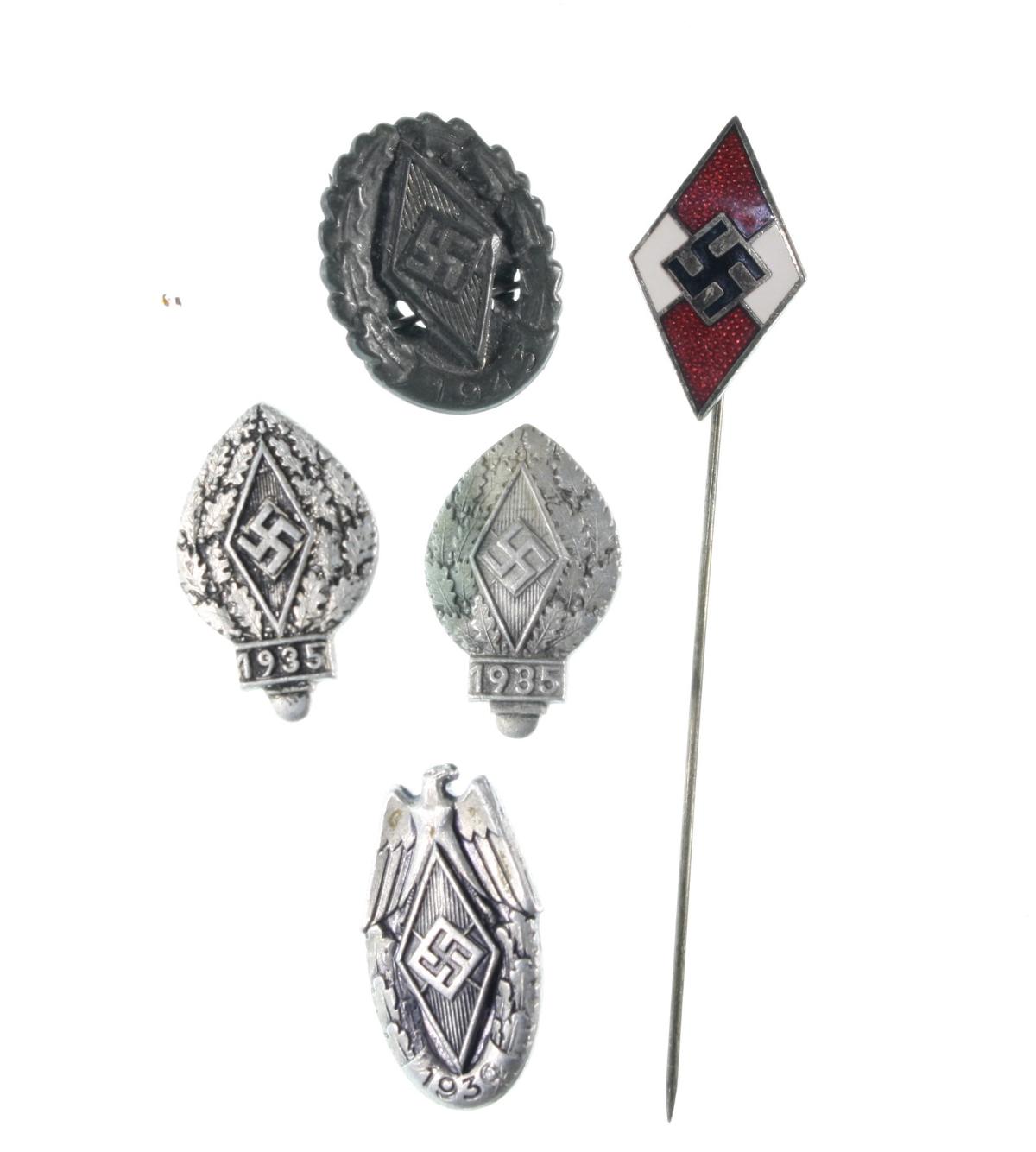 WWII Hitler Youth Pins (5)