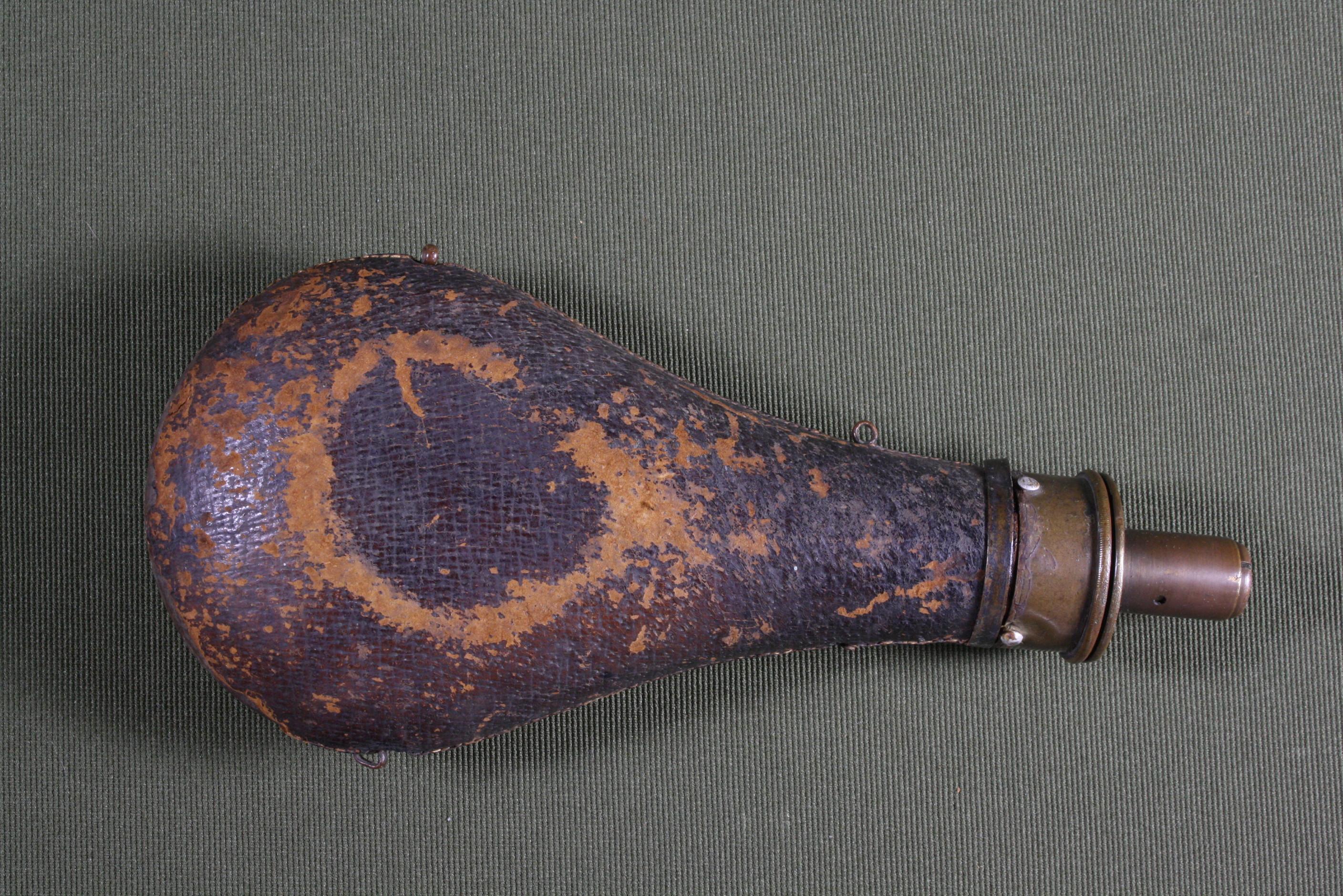 Antique leather powder flask