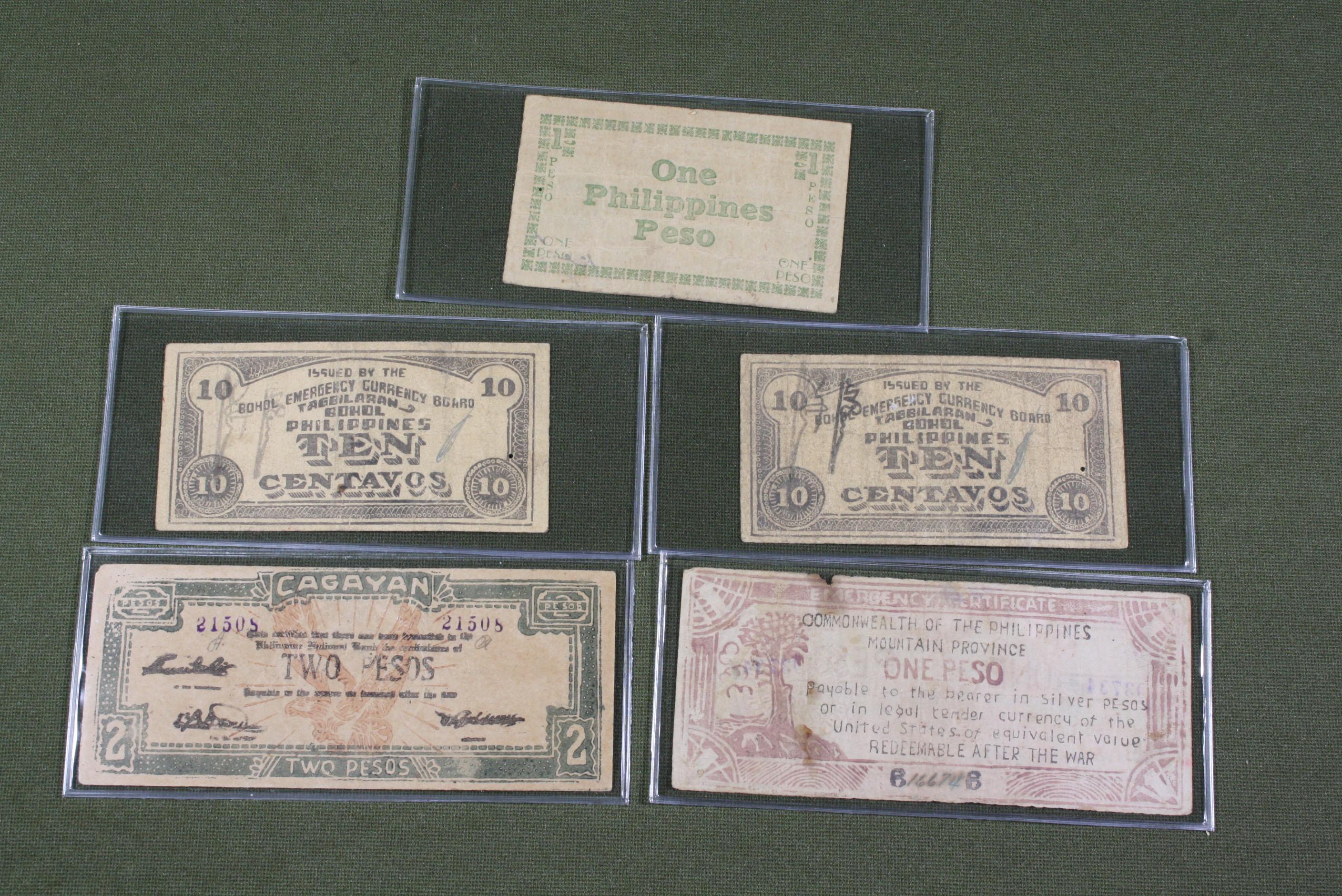 (4) WWII Philippine guerrilla currency notes.