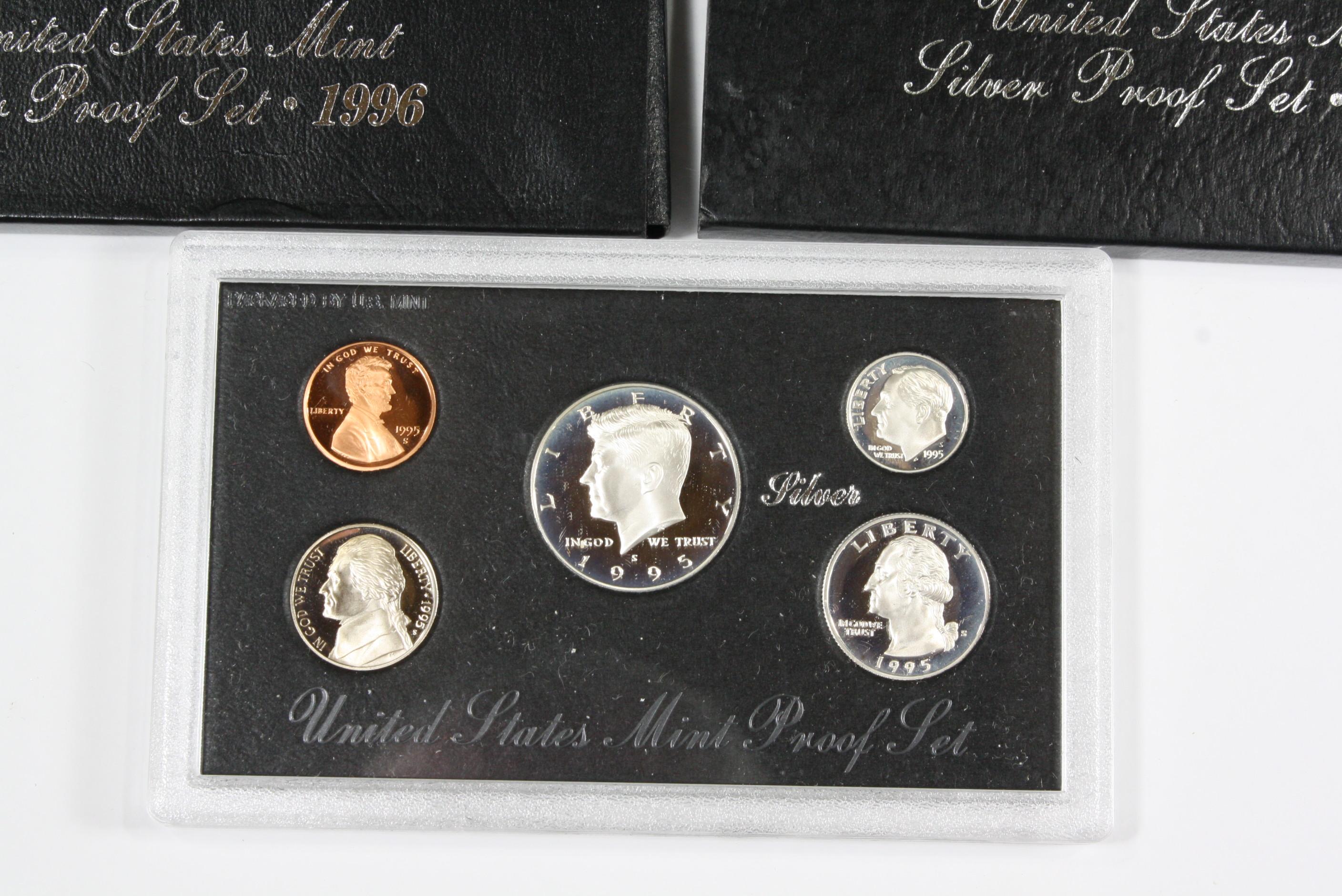 (3) US Mint Silver Proof Sets - 1995, 1996, 1997