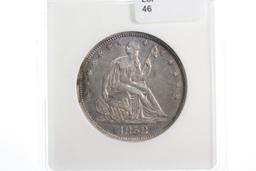 1858-O Seated Liberty Half - Graded ANACS AU50