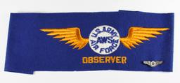 WWII USAAF AWS observer wings armband and