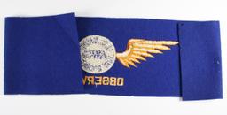 WWII USAAF AWS observer wings armband and