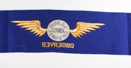 WWII USAAF AWS observer wings armband and