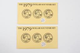 (2) 1979 SBA Dollar Souvenir Sets - WIDE RIM