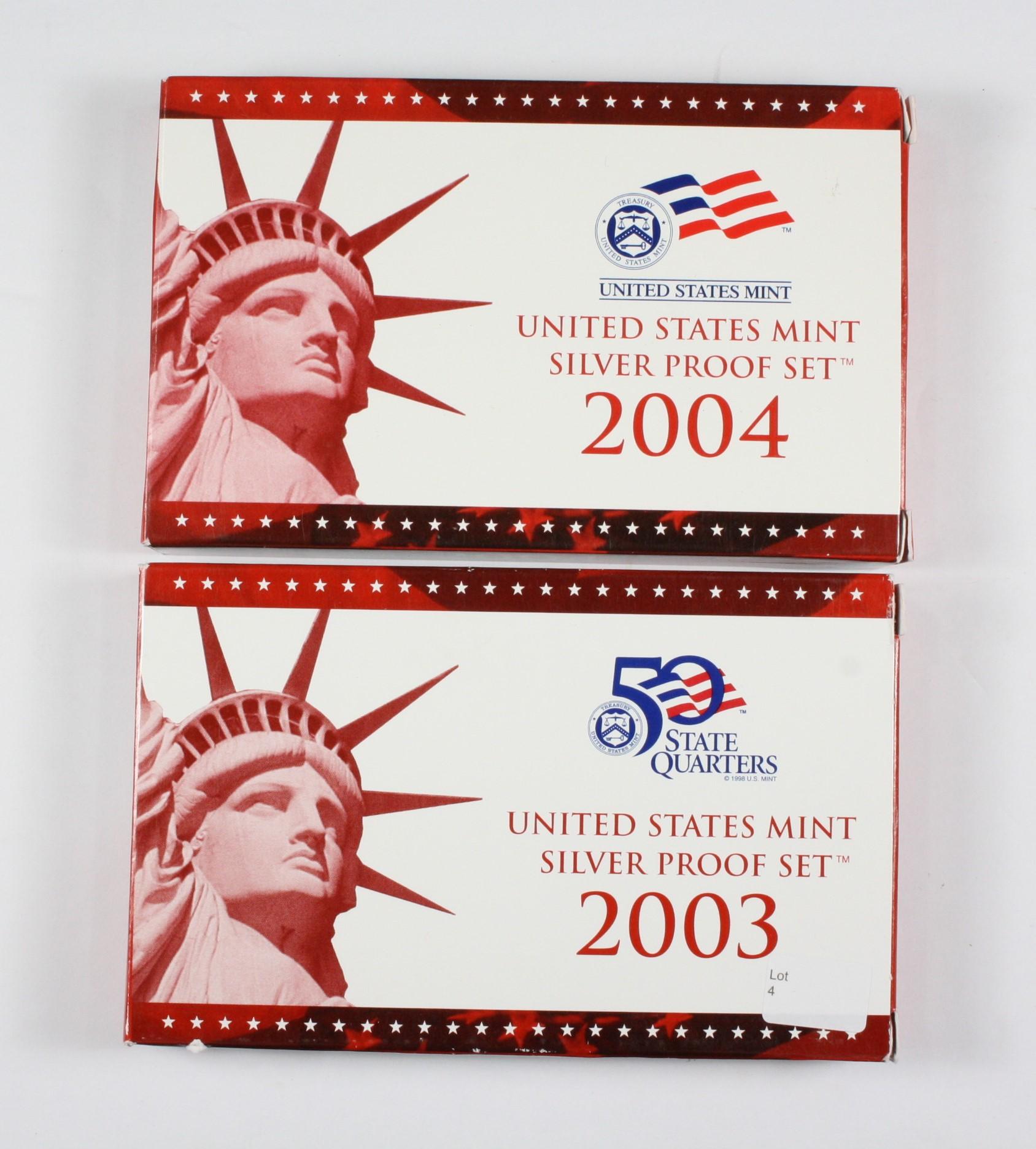 (2) US Mint Silver Proof Sets: 2003/2004