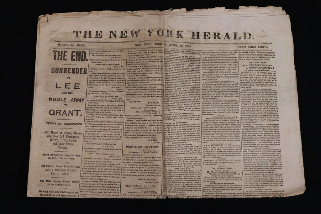 Lee Surrenders 4/10/1865 Newspaper