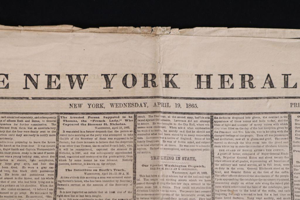 Lincoln Assassination Newspaper 4/19/1865
