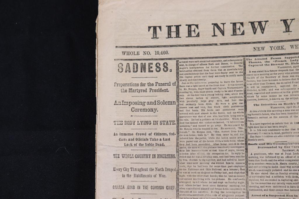 Lincoln Assassination Newspaper 4/19/1865