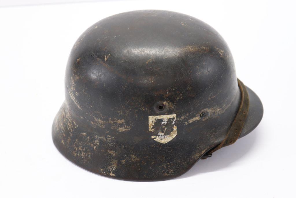 WWII Nazi SS M40 Helmet w/liner and chinstrap