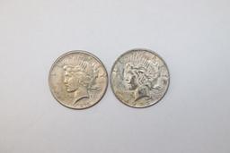 Lot (2) Silver US Peace Dollars