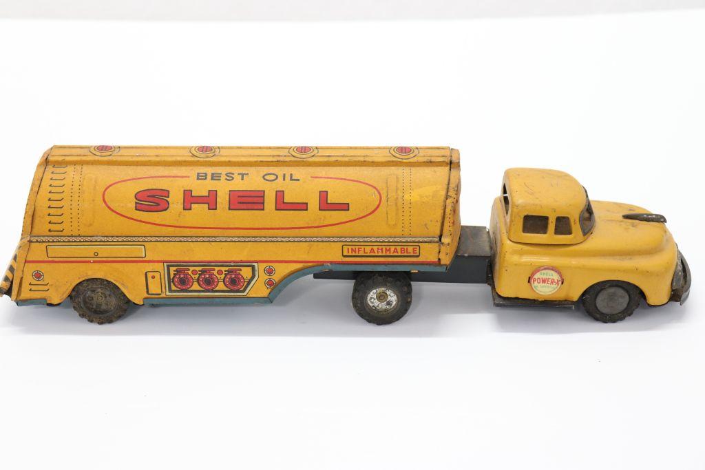 Rare! Shell Oil Tin Friction Tanker Truck