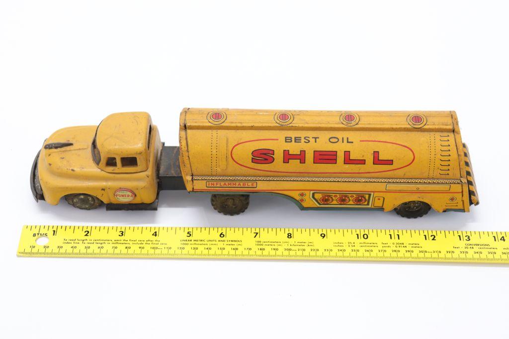 Rare! Shell Oil Tin Friction Tanker Truck