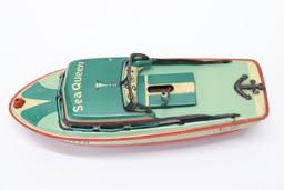 1950's Japan Wind-up Sea Queen Tin Boat