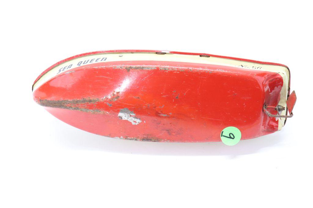 1950's Japan Wind-up Sea Queen Tin Boat